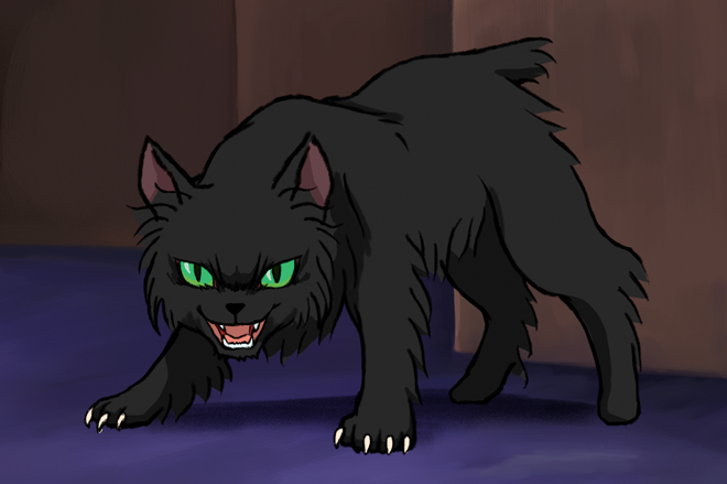 行く手を塞ぐクロ