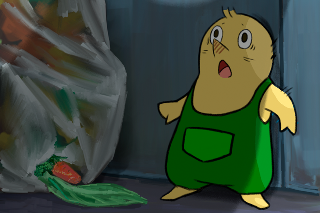 ノラに狙われているチビタ